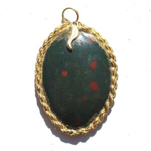 Vintage Green Gemstone (Agate Stone Geode Crystal) Necklace Pendant Jewelry